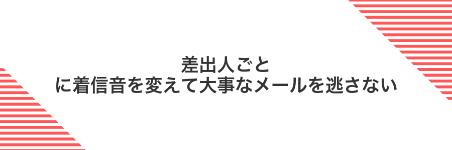 差出人ごとに着信音を変えて大事なメールを逃さない