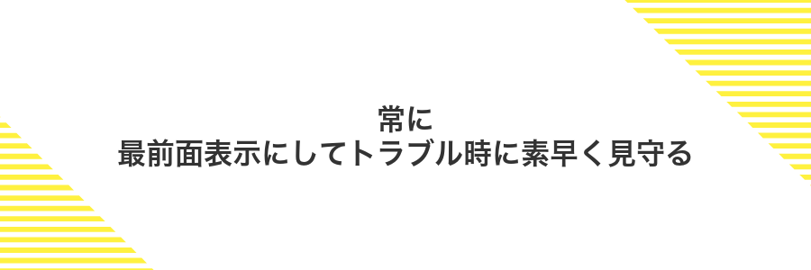 常に最前面表示にしてトラブル時に素早く見守る