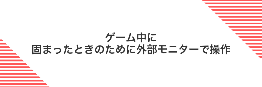 ゲーム中に固まったときのために外部モニターで操作