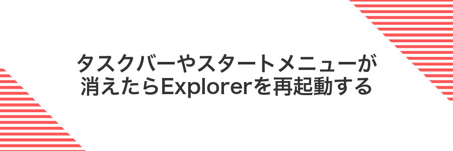 タスクバーやスタートメニューが消えたらExplorerを再起動する