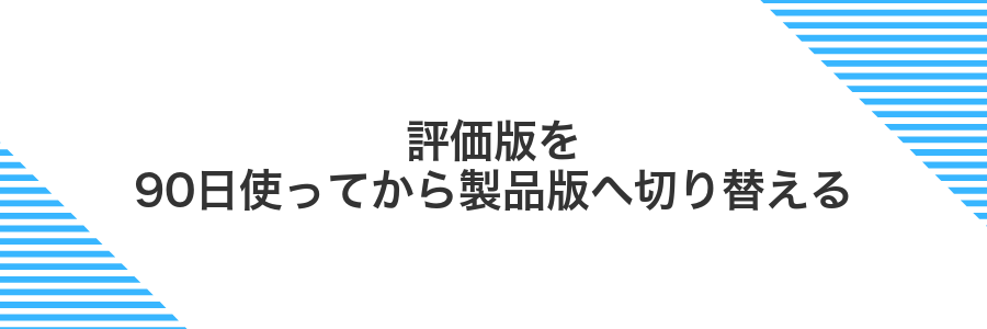評価版を90日使ってから製品版へ切り替える