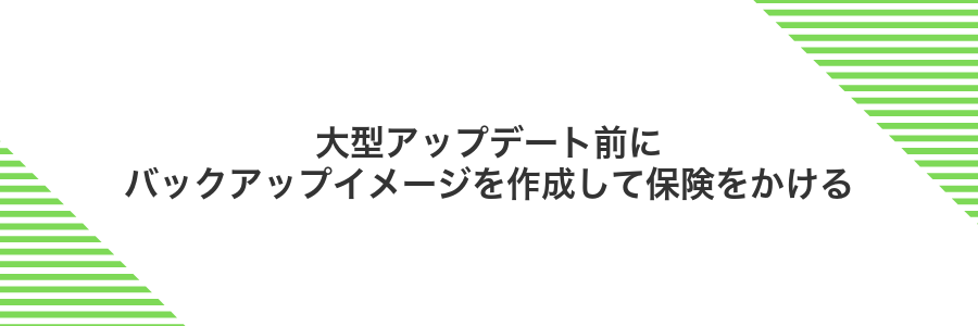 大型アップデート前にバックアップイメージを作成して保険をかける