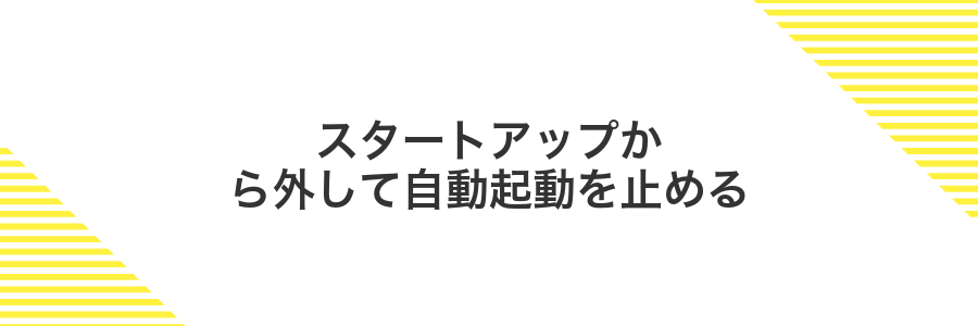 スタートアップから外して自動起動を止める