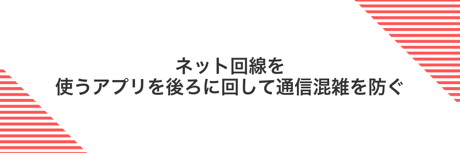 ネット回線を使うアプリを後ろに回して通信混雑を防ぐ