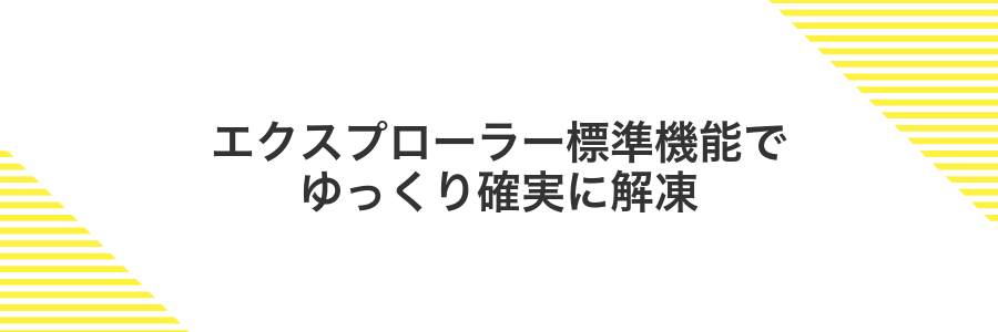 エクスプローラー標準機能でゆっくり確実に解凍