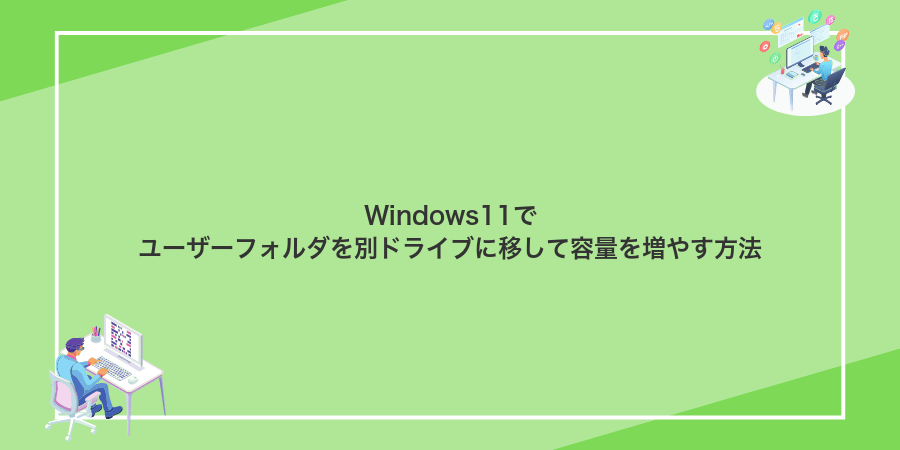 Windows11でユーザーフォルダを別ドライブに移して容量を増やす方法