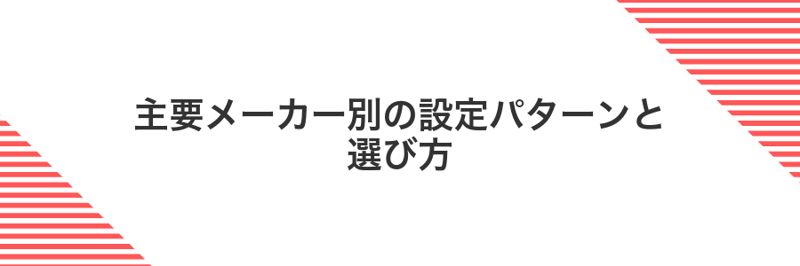 主要メーカー別の設定パターンと選び方