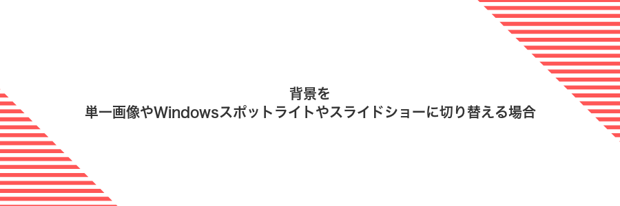 背景を単一画像やWindowsスポットライトやスライドショーに切り替える場合