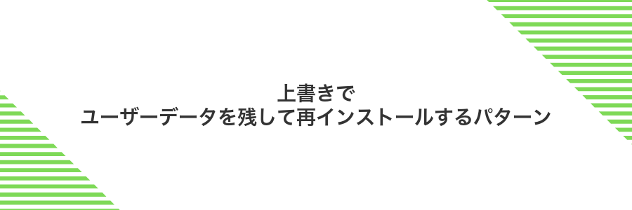 上書きでユーザーデータを残して再インストールするパターン