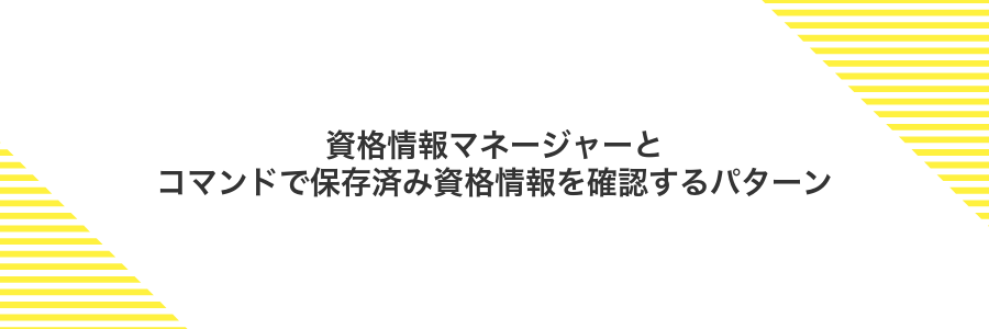 資格情報マネージャーとコマンドで保存済み資格情報を確認するパターン