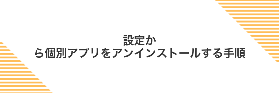 設定から個別アプリをアンインストールする手順