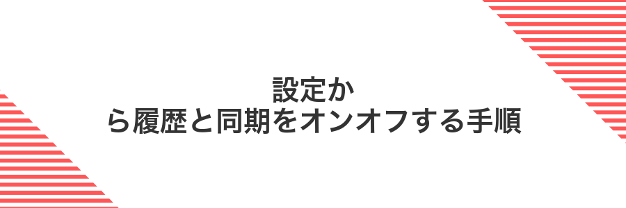 設定から履歴と同期をオンオフする手順