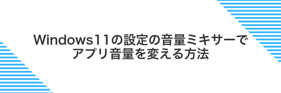 Windows11の設定の音量ミキサーでアプリ音量を変える方法