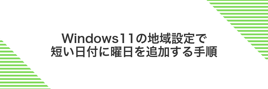 Windows11の地域設定で短い日付に曜日を追加する手順