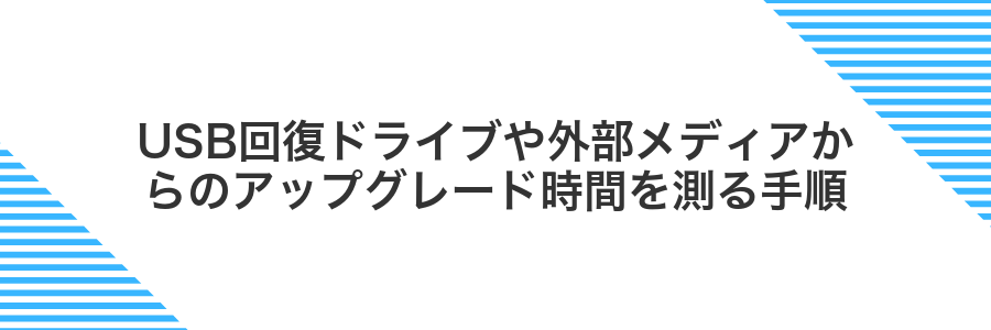 USB回復ドライブや外部メディアからのアップグレード時間を測る手順