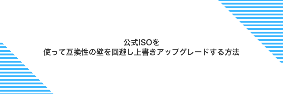 公式ISOを使って互換性の壁を回避し上書きアップグレードする方法