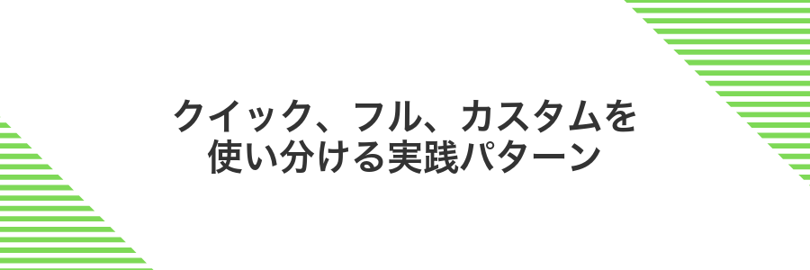 クイック、フル、カスタムを使い分ける実践パターン
