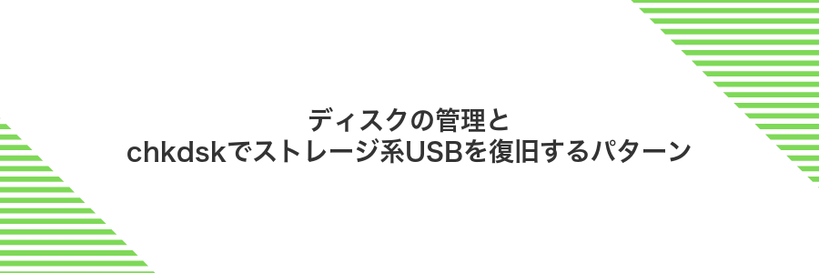 ディスクの管理とchkdskでストレージ系USBを復旧するパターン