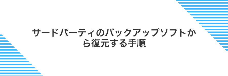 サードパーティのバックアップソフトから復元する手順