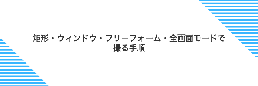 矩形・ウィンドウ・フリーフォーム・全画面モードで撮る手順