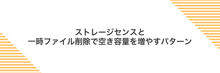 ストレージセンスと一時ファイル削除で空き容量を増やすパターン