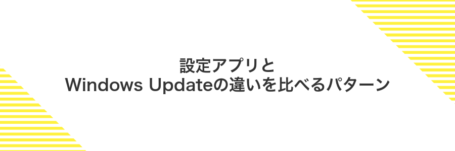設定アプリとWindows Updateの違いを比べるパターン