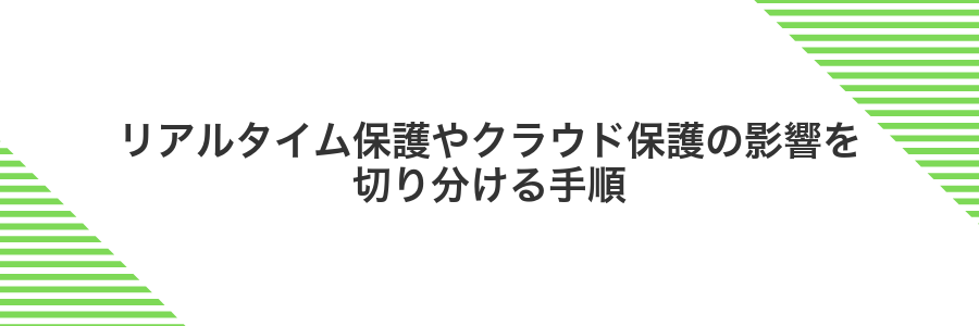 リアルタイム保護やクラウド保護の影響を切り分ける手順