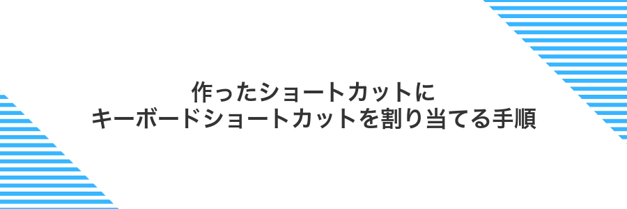 作ったショートカットにキーボードショートカットを割り当てる手順