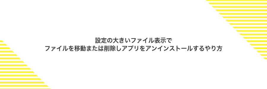 設定の大きいファイル表示でファイルを移動または削除しアプリをアンインストールするやり方
