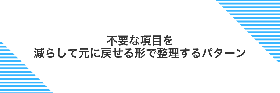 不要な項目を減らして元に戻せる形で整理するパターン