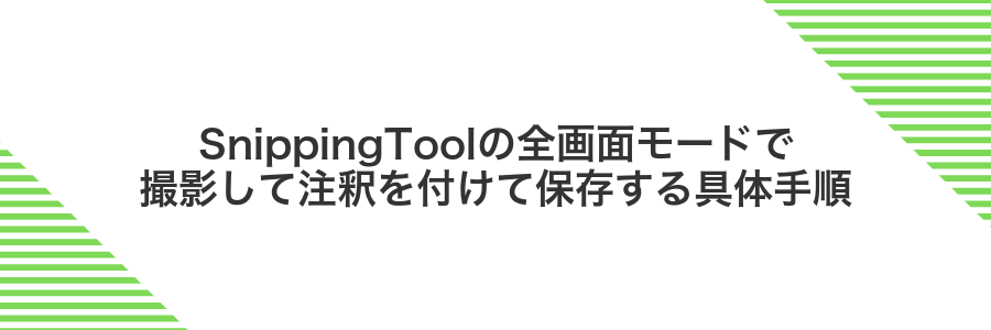 SnippingToolの全画面モードで撮影して注釈を付けて保存する具体手順