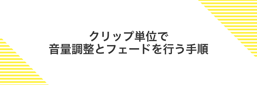 クリップ単位で音量調整とフェードを行う手順
