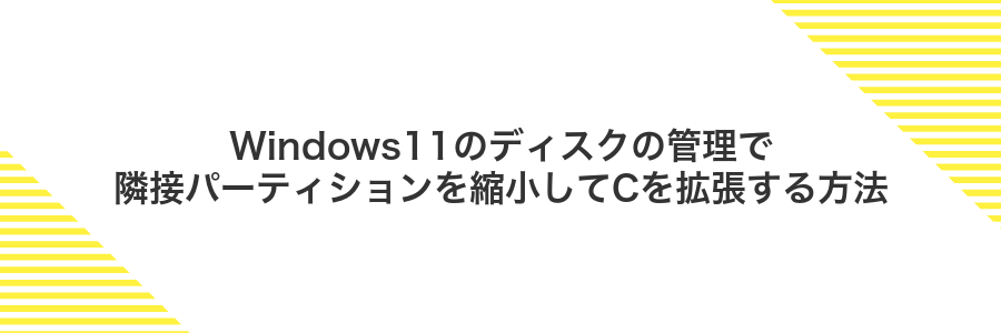 Windows11のディスクの管理で隣接パーティションを縮小してCを拡張する方法