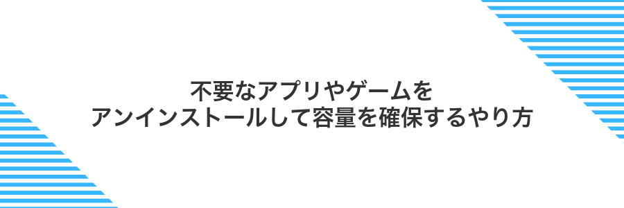 不要なアプリやゲームをアンインストールして容量を確保するやり方