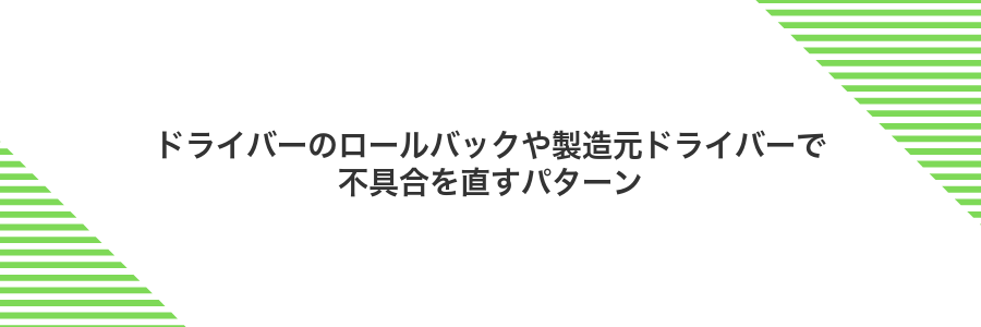 ドライバーのロールバックや製造元ドライバーで不具合を直すパターン