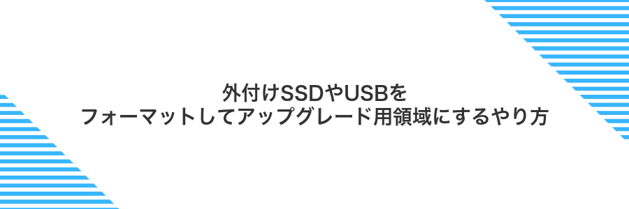 外付けSSDやUSBをフォーマットしてアップグレード用領域にするやり方