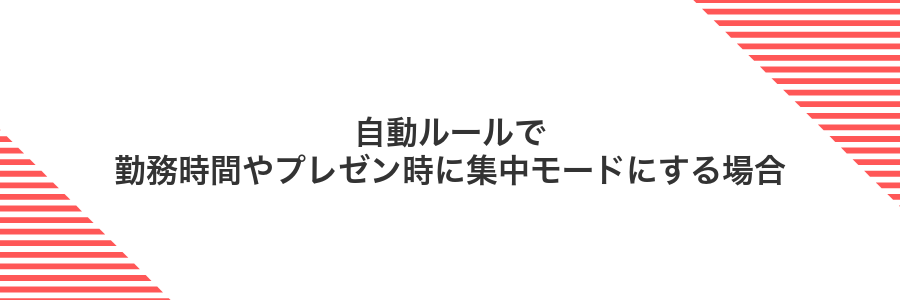 自動ルールで勤務時間やプレゼン時に集中モードにする場合
