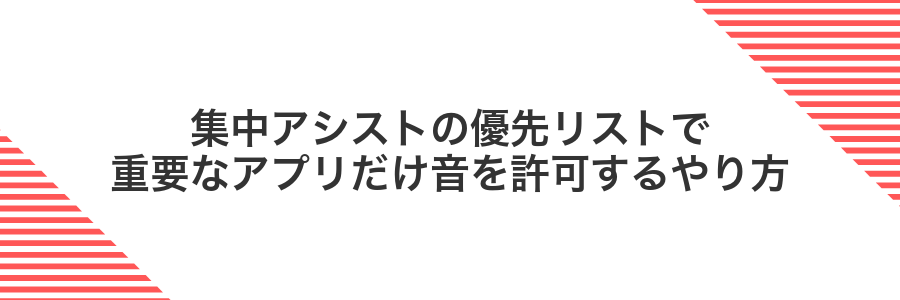 集中アシストの優先リストで重要なアプリだけ音を許可するやり方