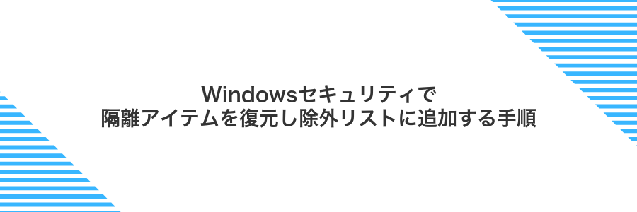 Windowsセキュリティで隔離アイテムを復元し除外リストに追加する手順