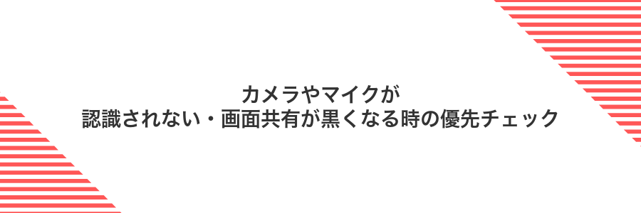 カメラやマイクが認識されない・画面共有が黒くなる時の優先チェック