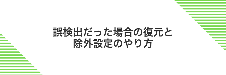誤検出だった場合の復元と除外設定のやり方