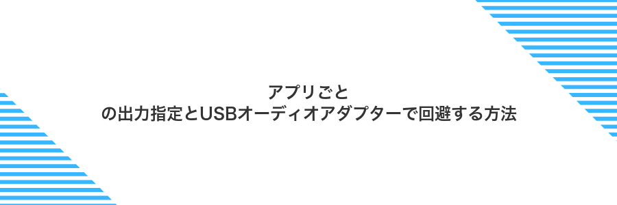 アプリごとの出力指定とUSBオーディオアダプターで回避する方法
