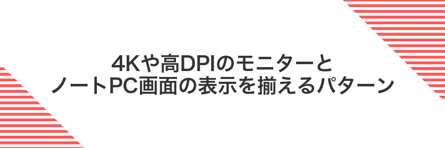 4Kや高DPIのモニターとノートPC画面の表示を揃えるパターン